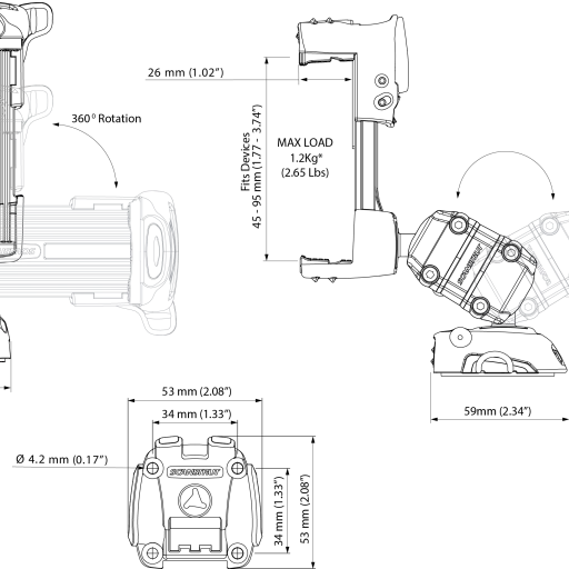 Scanstrut ROKK MINI Mobilholder til fastmontering