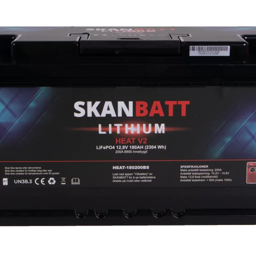 SKANBATT V2 Lithium HEAT Batteri 12V 180AH 150A BMS - Bobil - Bluetooth