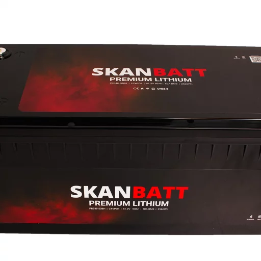 SKANBATT Premium Lithium - 48V 50Ah 50A BMS - 522x238x218 mm - Bluetooth - Heat - 8 Års garanti