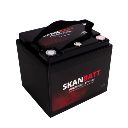 SKANBATT Premium Lithium - 12V 50Ah 60A BMS - 196x168x175mm - Bluetooth - Heat - 8 Års garanti