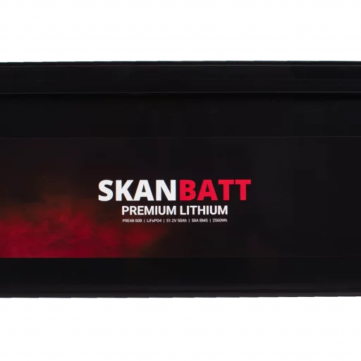 SKANBATT Premium Lithium - 48V 50Ah 50A BMS - 522x238x218mm - Bluetooth - 8 Års garanti