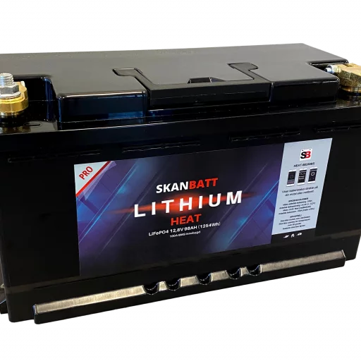 SKANBATT Lithium HEAT 12V 96AH 100A BMS - Bobil - 5års garanti (355x176x190mm)