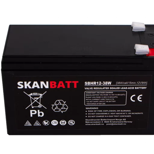 SKANBATT High Rate AGM Batteri 12V 9AH (151x65x93,5mm) F2