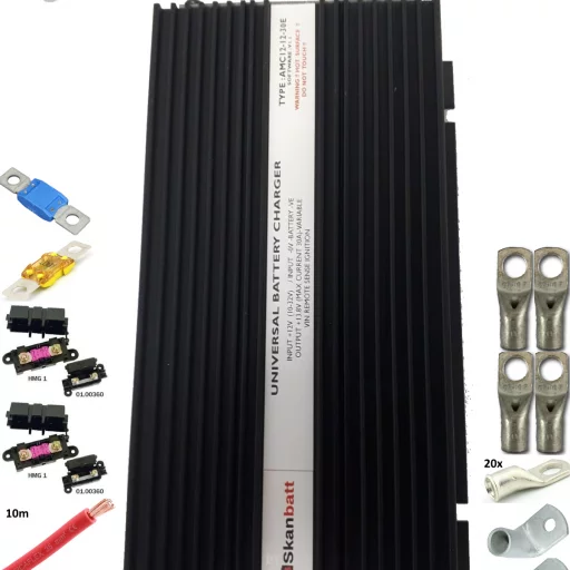 SKANBATT Fricampingpakke - 66A Dynamo Hurtiglader m/blåtann - DCDC for alle bobiler