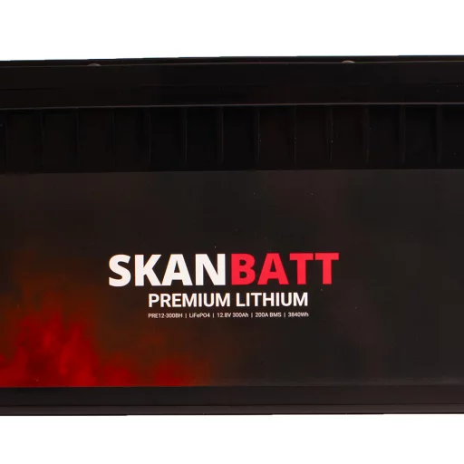 SKANBATT Premium Lithium - 12V 300Ah 200A BMS - 523x269x218mm - Bluetooth - Heat - 8 Års garanti
