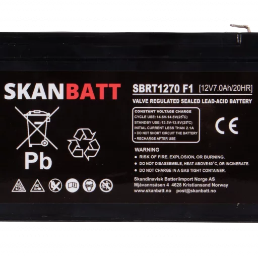 SKANBATT AGM Batteri 12V 7AH (151x65x94mm) F1