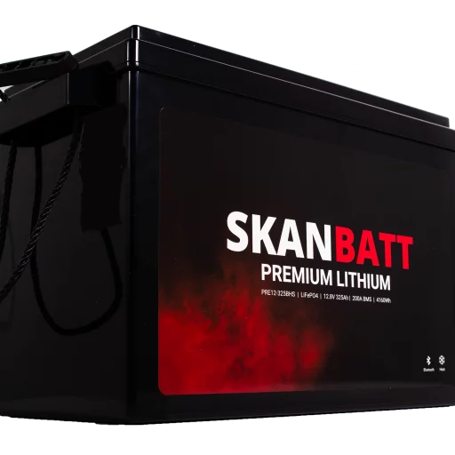 SKANBATT Premium Lithium - 12V 325Ah 200A BMS - 345x190x245mm - Bluetooth - Heat - 8 Års garanti