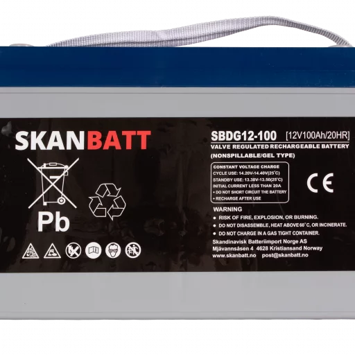 SKANBATT GEL Deep Cycle Batteri 12V 100AH (328x169x222mm) +venstre