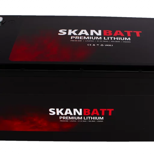 SKANBATT Premium Lithium - 48V 50Ah 50A BMS - 522x238x218mm - Bluetooth - 8 Års garanti