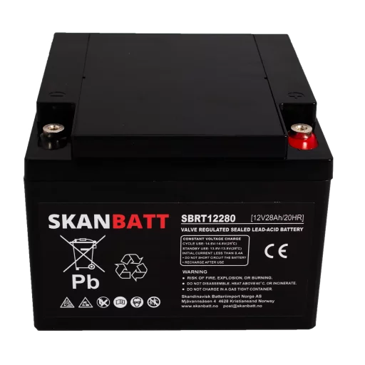 SKANBATT AGM Batteri 12V 28AH (166x175x125mm) M5