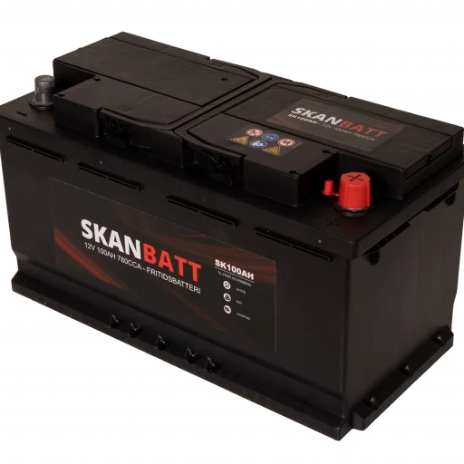 SKANBATT Fritidsbatteri 12V 100AH 780CCA (354x175x190/190mm) +høyre