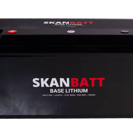 SKANBATT Base Lithium - 12V 300Ah 200A BMS - 483x170x240mm - 3 Års garanti