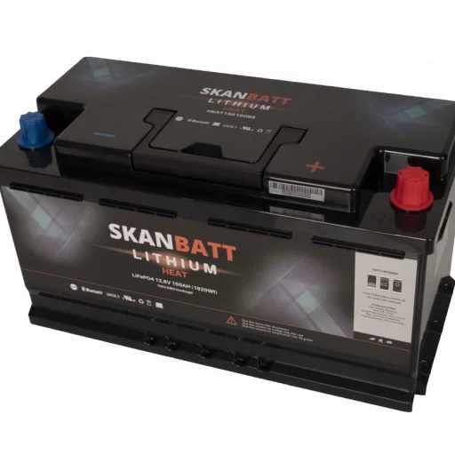 SKANBATT Lithium HEAT Batteri 12V 150AH 150A BMS - Bobil - Bluetooth