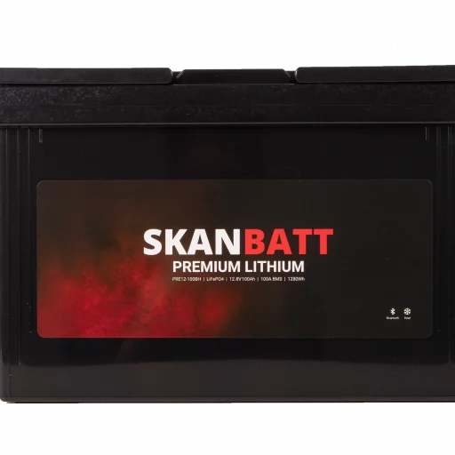 SKANBATT Premium Lithium - 12V 100Ah 100A BMS - 306x172x212mm - Bluetooth - Heat - 8 Års garanti