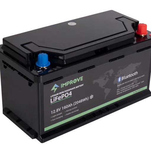 IMPROVE Lithium Batteri 12V 160Ah (LiFePO4) BMS 150A - BOBIL - HEAT - Bluetooth