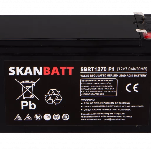 SKANBATT AGM Batteri 12V 7AH (151x65x94mm) F1