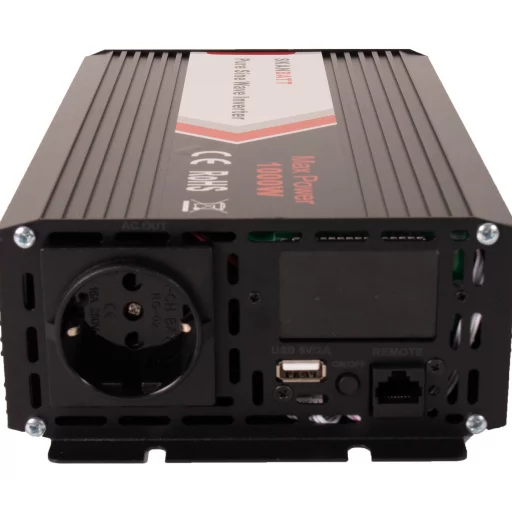 SKANBATT Inverter 12V 1000W Ren Sinus m/Trådløs Fjernkontroll