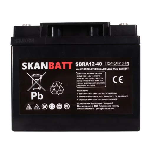 SKANBATT AGM Deep Cycle Batteri 12V 40Ah (198x166x171mm) +høyre