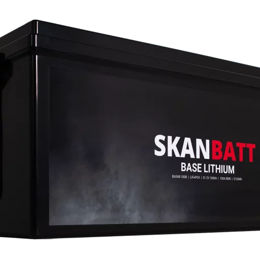SKANBATT Base Lithium Batteri - 48V 100AH 100A BMS - 522x268x218mm - Bluetooth - 3 Års garanti