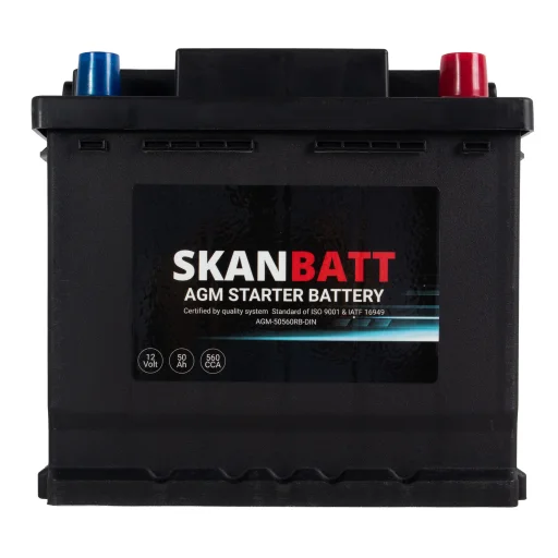 SKANBATT AGM Startbatteri 12V 50AH 560CCA (206x175x190mm) +R