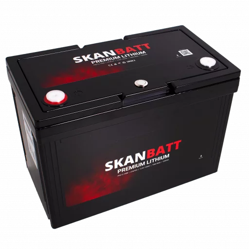 SKANBATT Premium Lithium - 12V 100Ah 100A BMS - 306x172x212mm - Bluetooth - 8 Års garanti
