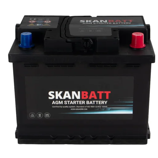SKANBATT AGM Startbatteri 12V 60AH 640CCA (242x175x190mm) +R