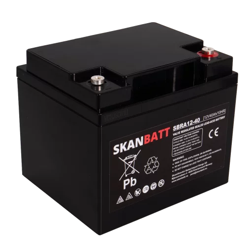 SKANBATT AGM Deep Cycle Batteri 12V 40Ah (198x166x171mm) +høyre