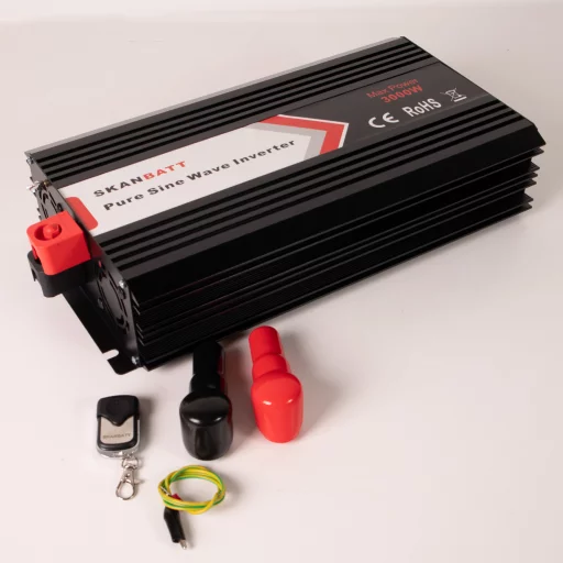 SKANBATT Inverter 24V 3000W (6000W) Ren Sinus m/Trådløs Fjernkontroll
