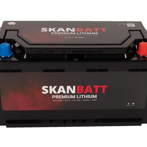 SKANBATT Premium Lithium - 12V 100Ah 100A BMS - 359x178x188mm - Bluetooth - Heat  - 8 Års garanti - Bobil