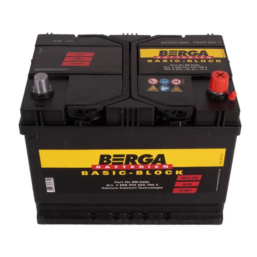 BERGA Basic Block 12V 68AH 550CCA (261/175/220mm)