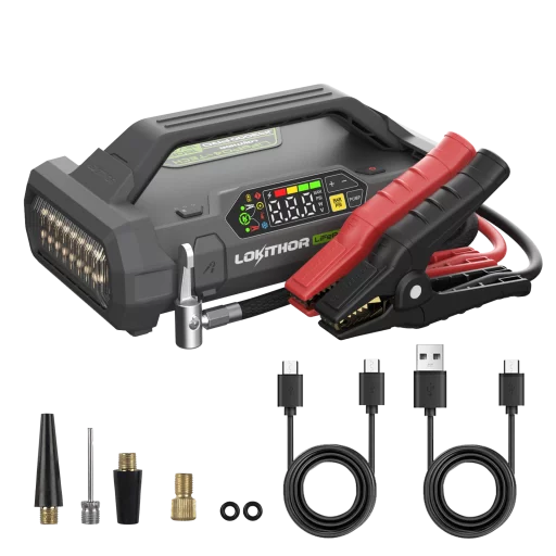 LOKITHOR Lithium Startbooster 12V 3000A med 150 PSI Luftkompressor