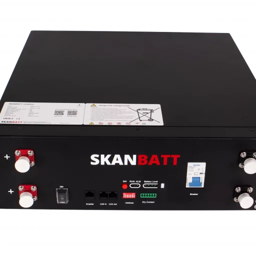 SKANBATT Premium Lithium 3U Rack batteri 51,2V 100Ah - 5,12kWh - LiFePO4 - HEAT - OTA