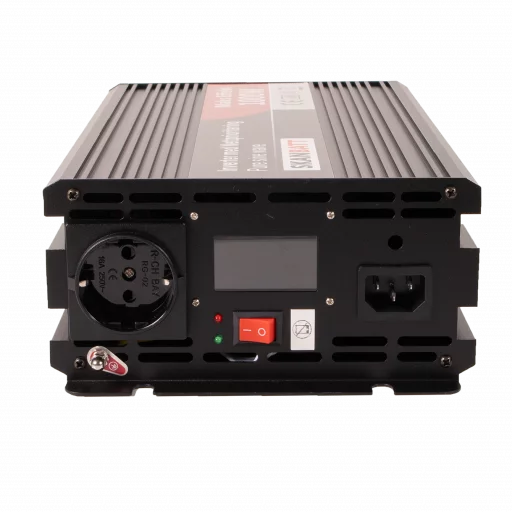 SKANBATT Inverter 12V 1000W Ren Sinus med Nettprioritering og Trådløs Fjernkontroll