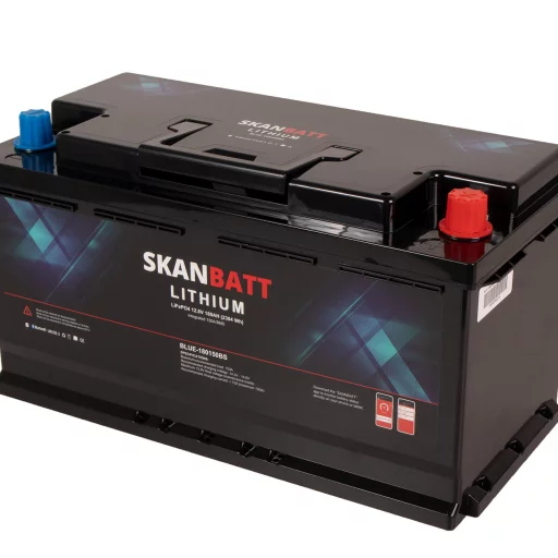 SKANBATT Lithium Batteri 12V 180Ah 150A BMS - Bluetooth - Bobil - 355x176x190mm