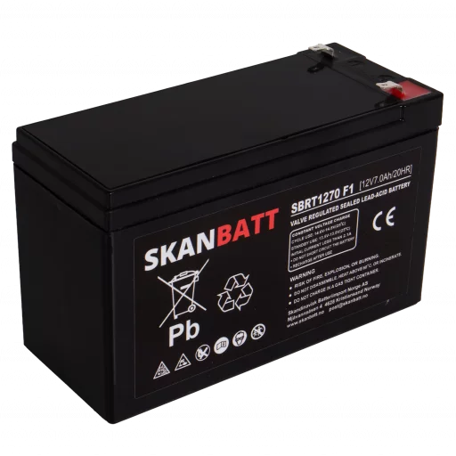 SKANBATT AGM Batteri 12V 7AH (151x65x94mm) F1