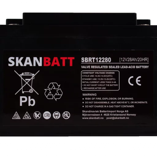 SKANBATT AGM Batteri 12V 28AH (166x175x125mm) M5
