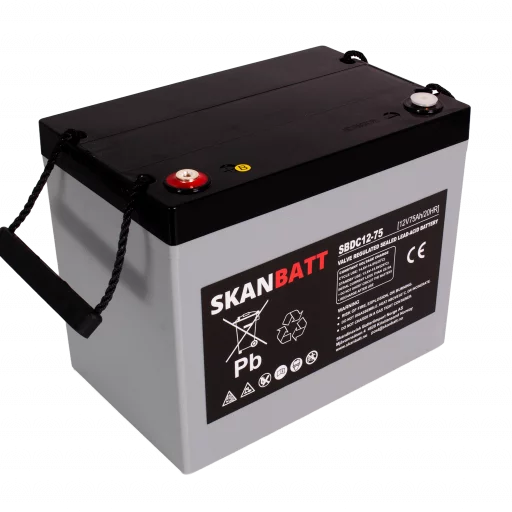 SKANBATT AGM Deep Cycle Batteri 12V 75AH C10 (259x169x210mm) +venstre