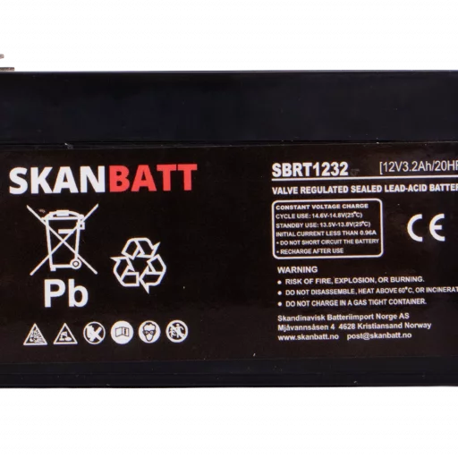 SKANBATT AGM Batteri 12V 3,2AH (134x67x61mm) F1