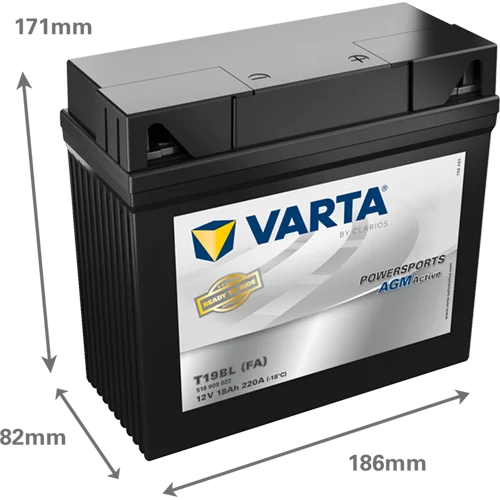 VARTA AGM MC Batteri 12V 18AH 220CCA (186x82x171mm) +høyre T19BL (FA)