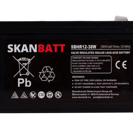 SKANBATT High Rate AGM Batteri 12V 9AH (151x65x93,5mm) F2