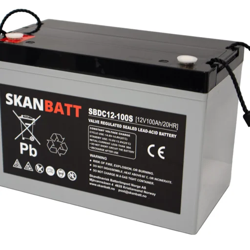 SKANBATT AGM Deep Cycle Batteri 12V 100AH (307x169x211mm) +venstre