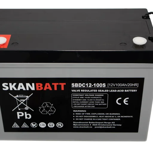 SKANBATT AGM Deep Cycle Batteri 12V 100AH (307x169x211mm) +venstre