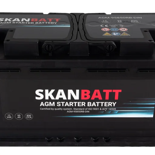 SKANBATT AGM Startbatteri 12V 95AH 850CCA (353x175x190mm) +R