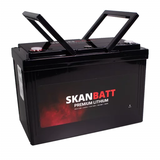 SKANBATT Premium Lithium - 12V 100Ah 100A BMS - 306x172x212mm - Bluetooth - 8 Års garanti