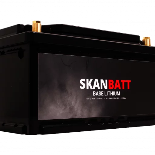 SKANBATT Base Lithium - 12V 150Ah 150A BMS - 355x180x190mm - 3 Års garanti - Bobil