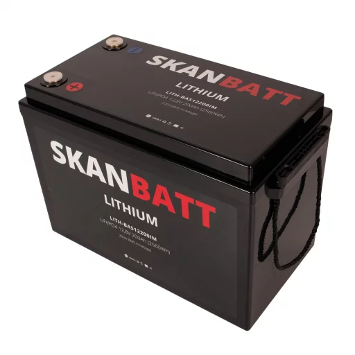 SKANBATT Lithium Batteri 12V 200AH 200A BMS (345x190x245mm)