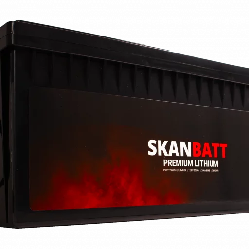 SKANBATT Premium Lithium - 12V 300Ah 200A BMS - 523x269x218mm - Bluetooth - Heat - 8 Års garanti