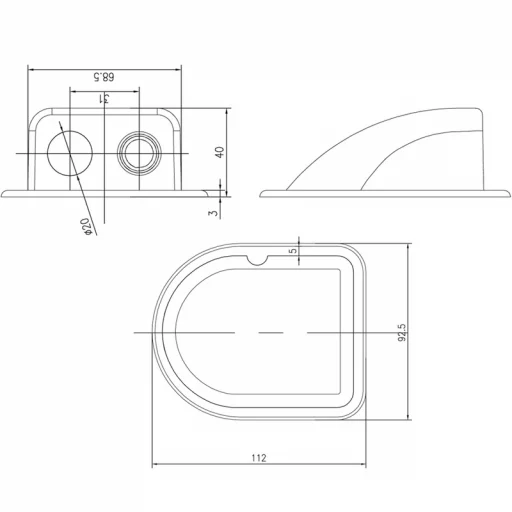 Kabelgjennomføring svart (dobbel)