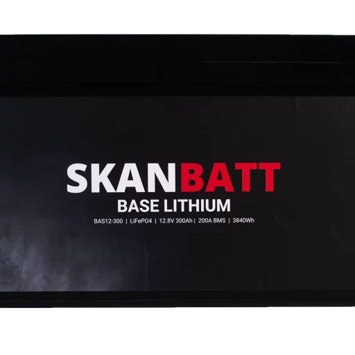 SKANBATT Base Lithium - 12V 300Ah 200A BMS - 483x170x240mm - 3 Års garanti