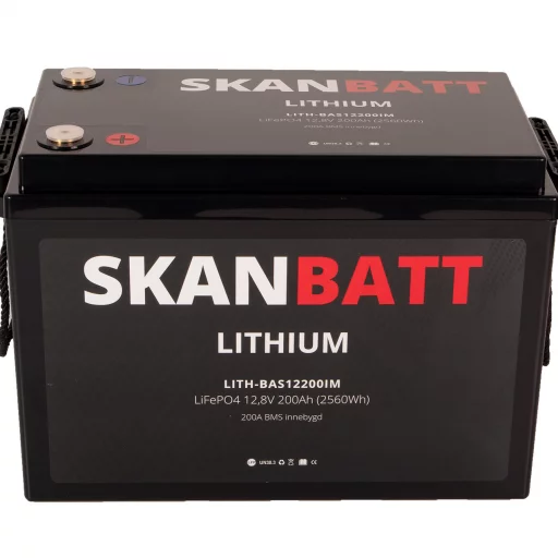 SKANBATT Lithium Batteri 12V 200AH 200A BMS (345x190x245mm)